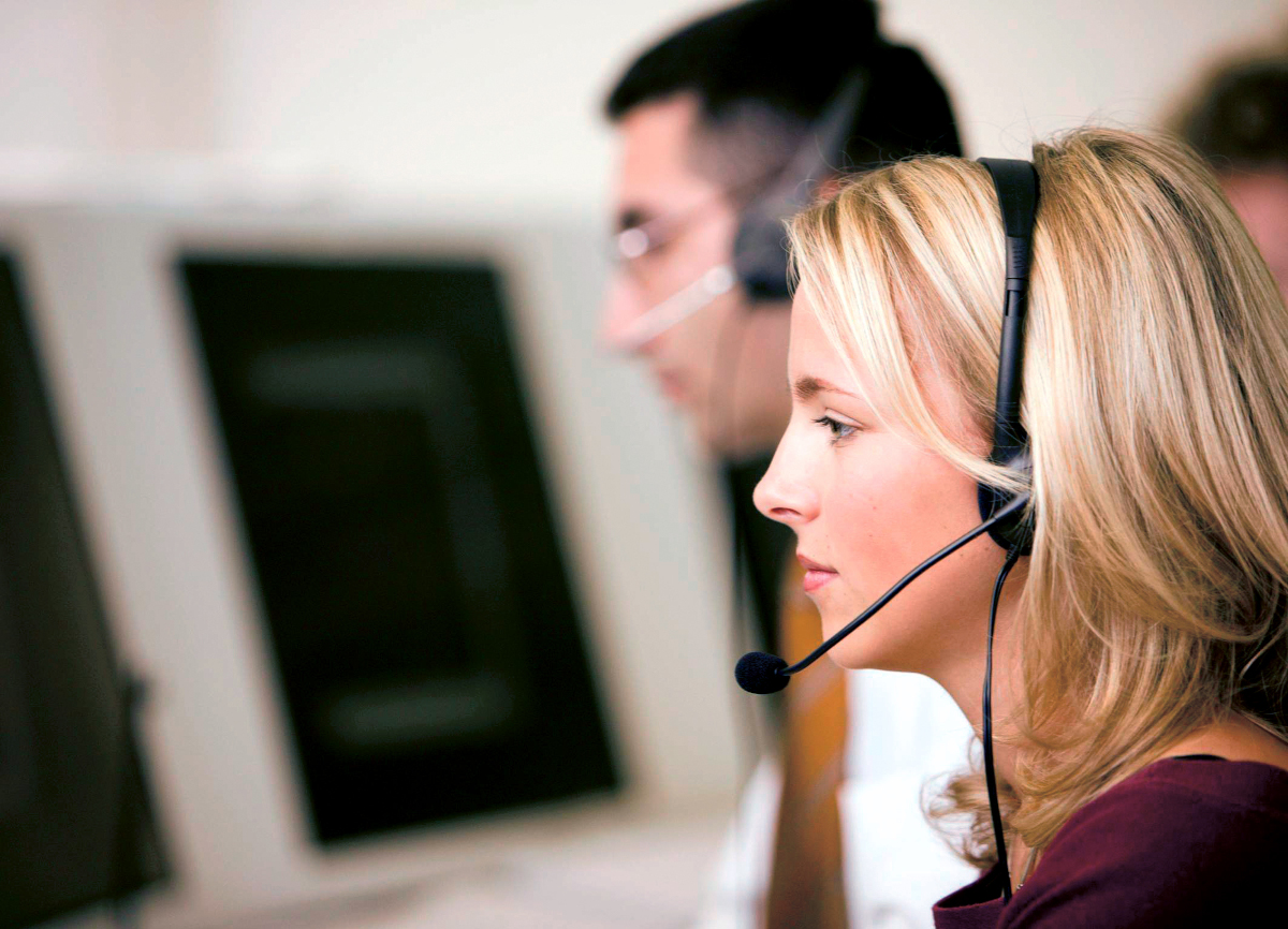 Women with headphones working