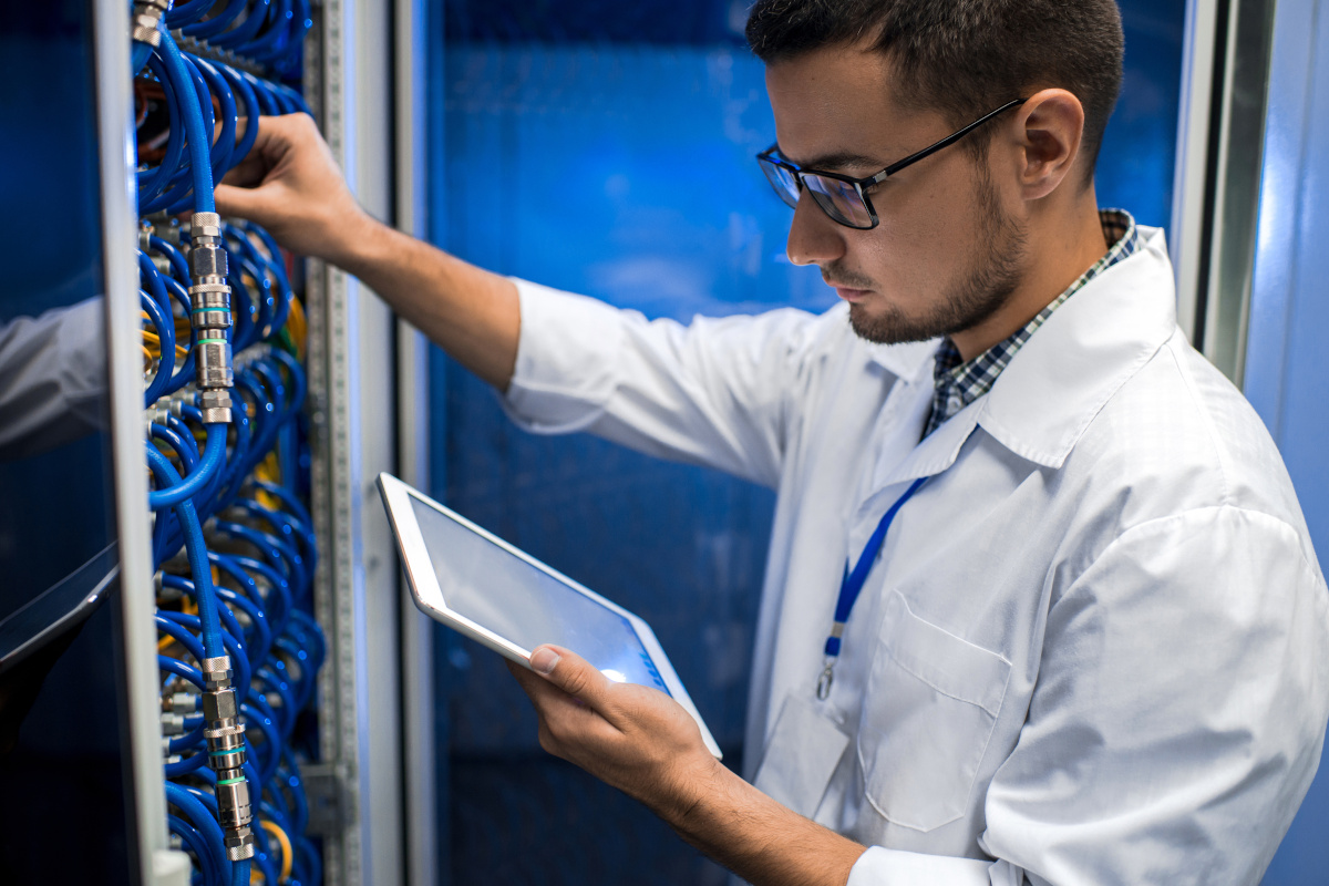 Man checking IT infrastructure