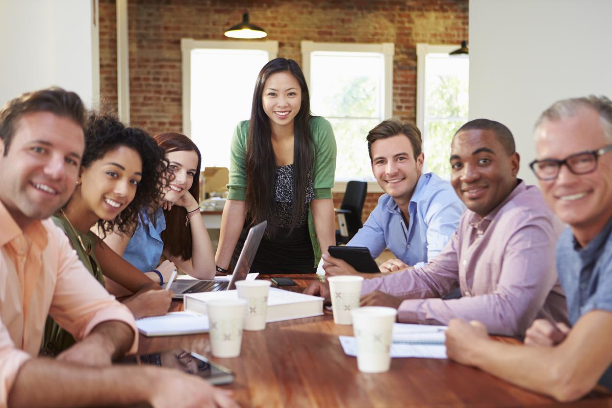 Smiling group of business people